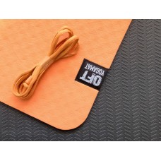 Мат для йоги 6 мм двухслойный оранжевый-черный Original Fit.Tools в Москве