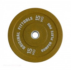 Диск бамперный 15 кг (желтый) Original Fit.Tools олимпийский ф50 мм для кроссфита в Москве